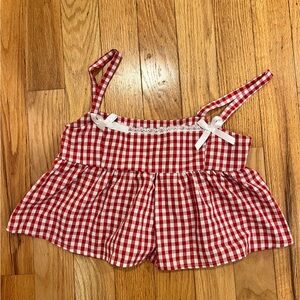 Red and White Gingham Crop Top